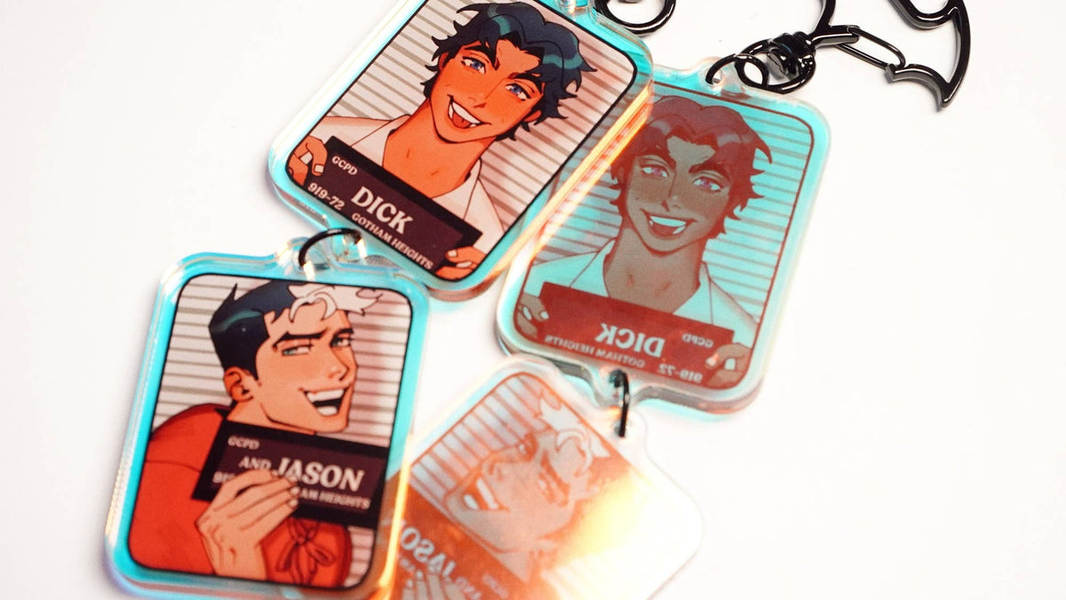 JASON & DICK MUG SHOT LINKING KEYCHAIN