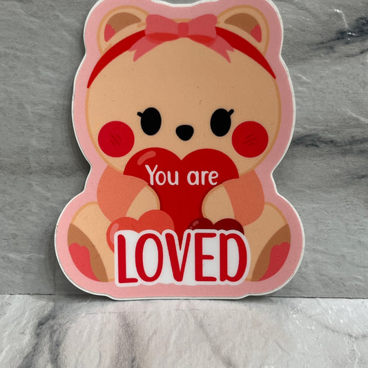 You are Loved Bear Pink & Red Hearts