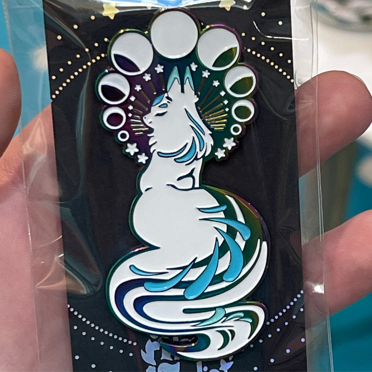Rainbow Moon - Teal Enamel Pin