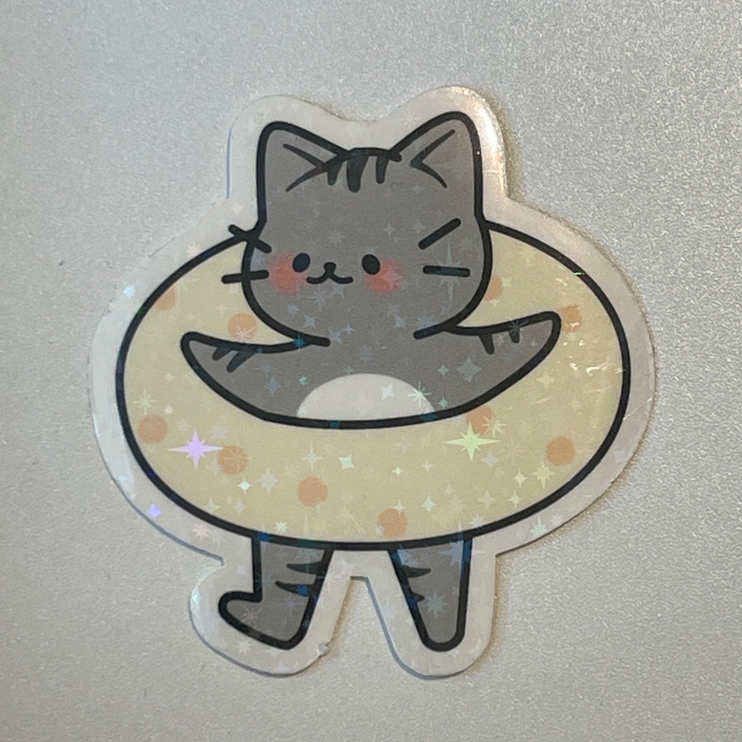 Grey Cat Summer Sticker