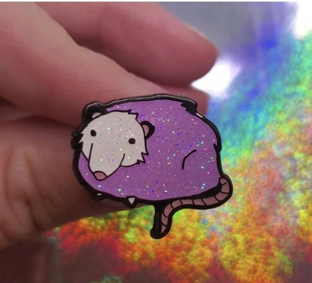 Glitter Possum Enamel Pin